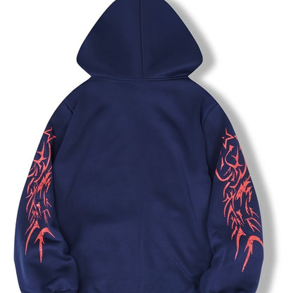 Hooded Fashion Print Casual Sports Zip-Up Jacket