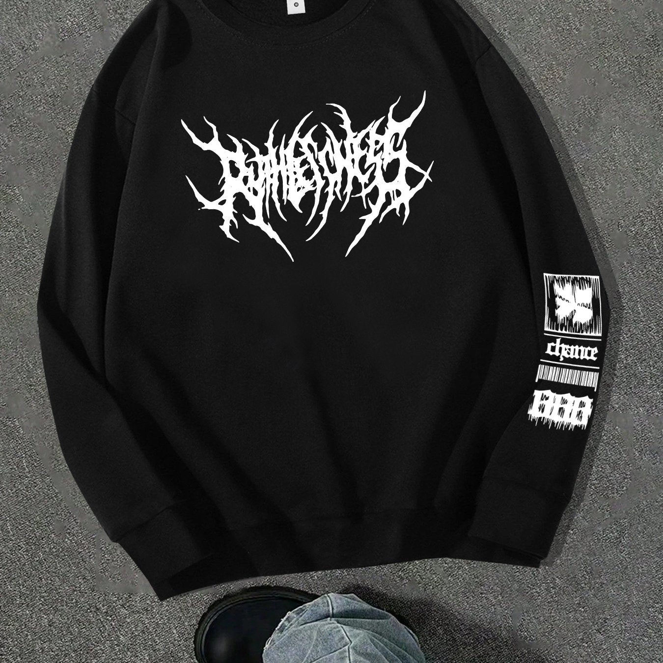 Men'S Gothic Punk Graphic Crewneck Sweatshirt