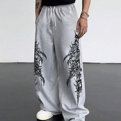Men's Gothic Thorn & Vine Print Jogger Pants