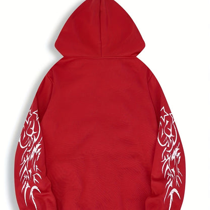 Hooded Fashion Print Casual Sports Zip-Up Jacket