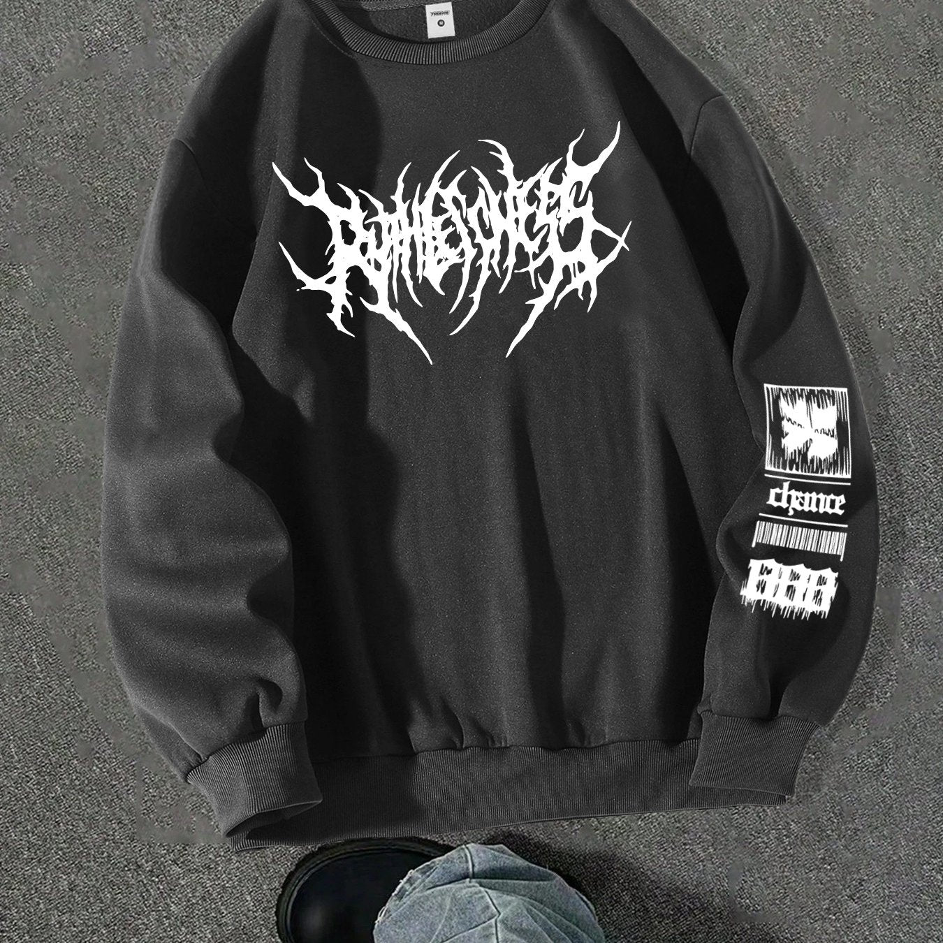 Men'S Gothic Punk Graphic Crewneck Sweatshirt
