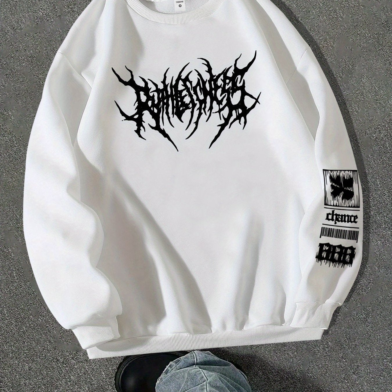 Men'S Gothic Punk Graphic Crewneck Sweatshirt