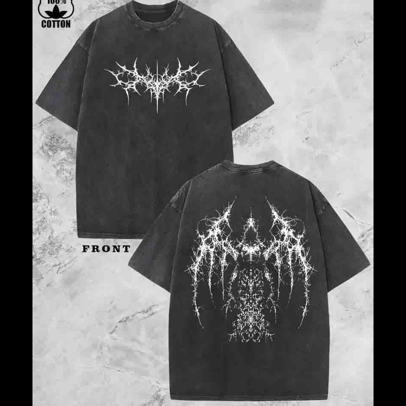 Gothic Angel & Demon Print Heavyweight T-Shirt