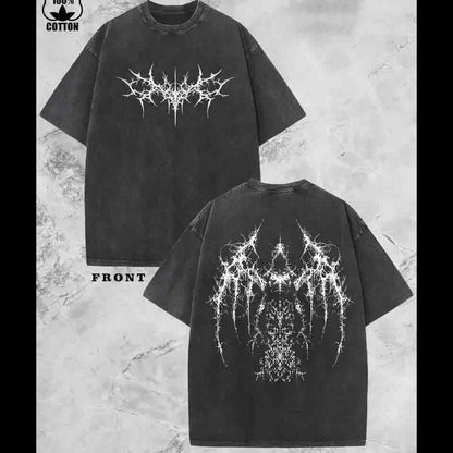 Gothic Angel & Demon Print Heavyweight T-Shirt