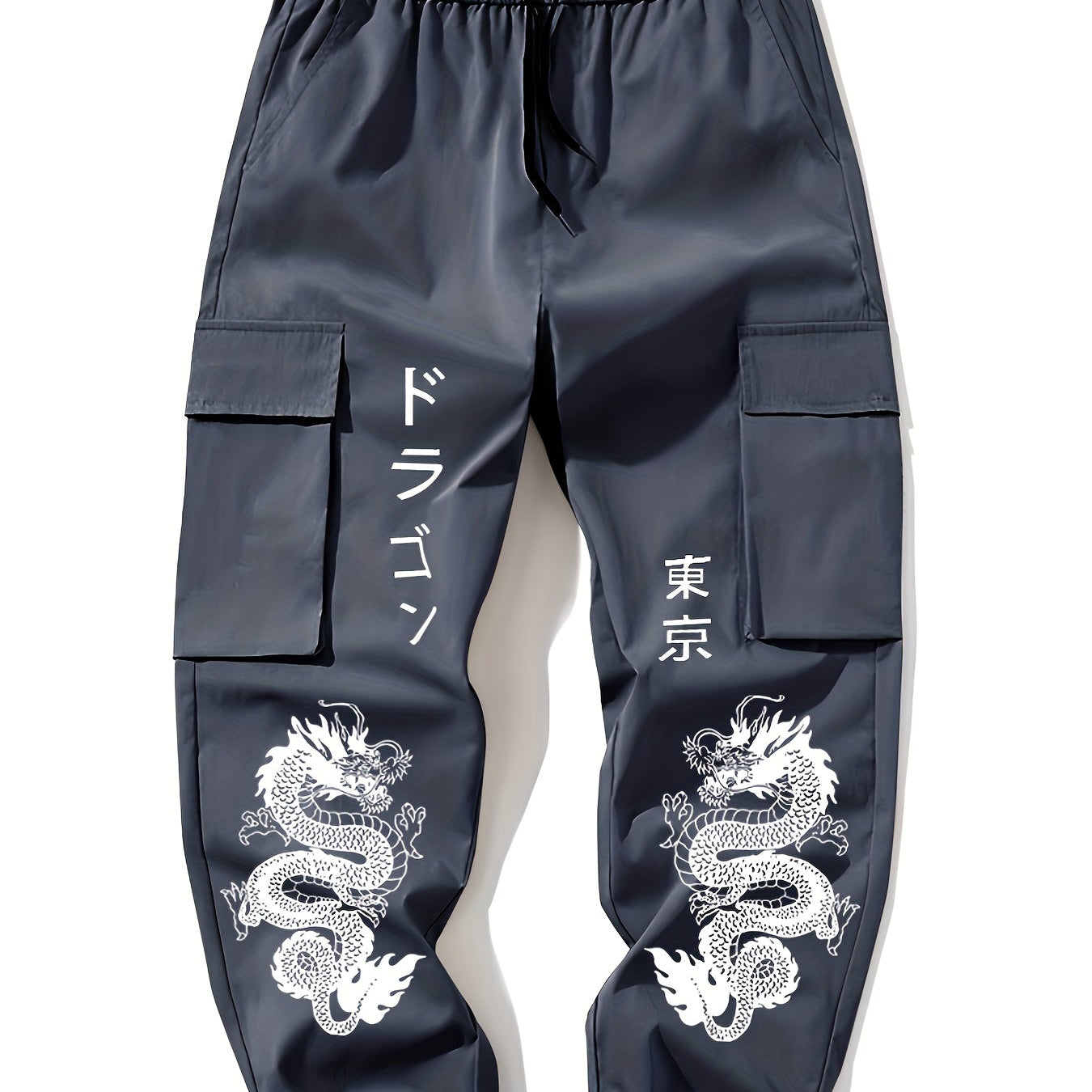 Set de 2 pantalones estampado de dragón chino.