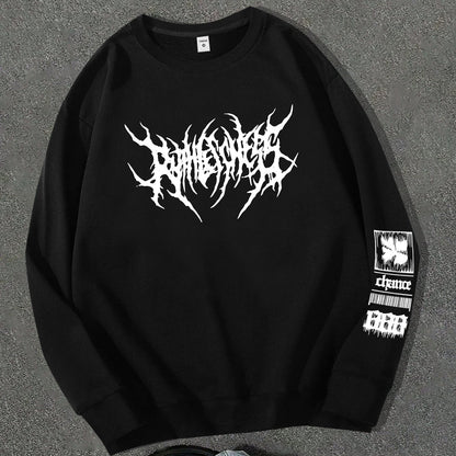 Men'S Gothic Punk Graphic Crewneck Sweatshirt