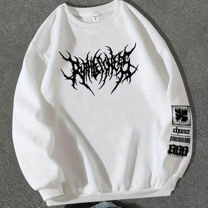 Men'S Gothic Punk Graphic Crewneck Sweatshirt