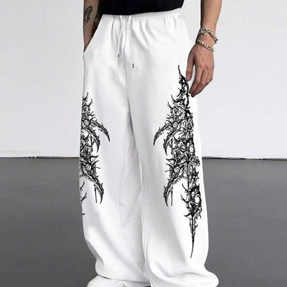 Men's Gothic Thorn & Vine Print Jogger Pants